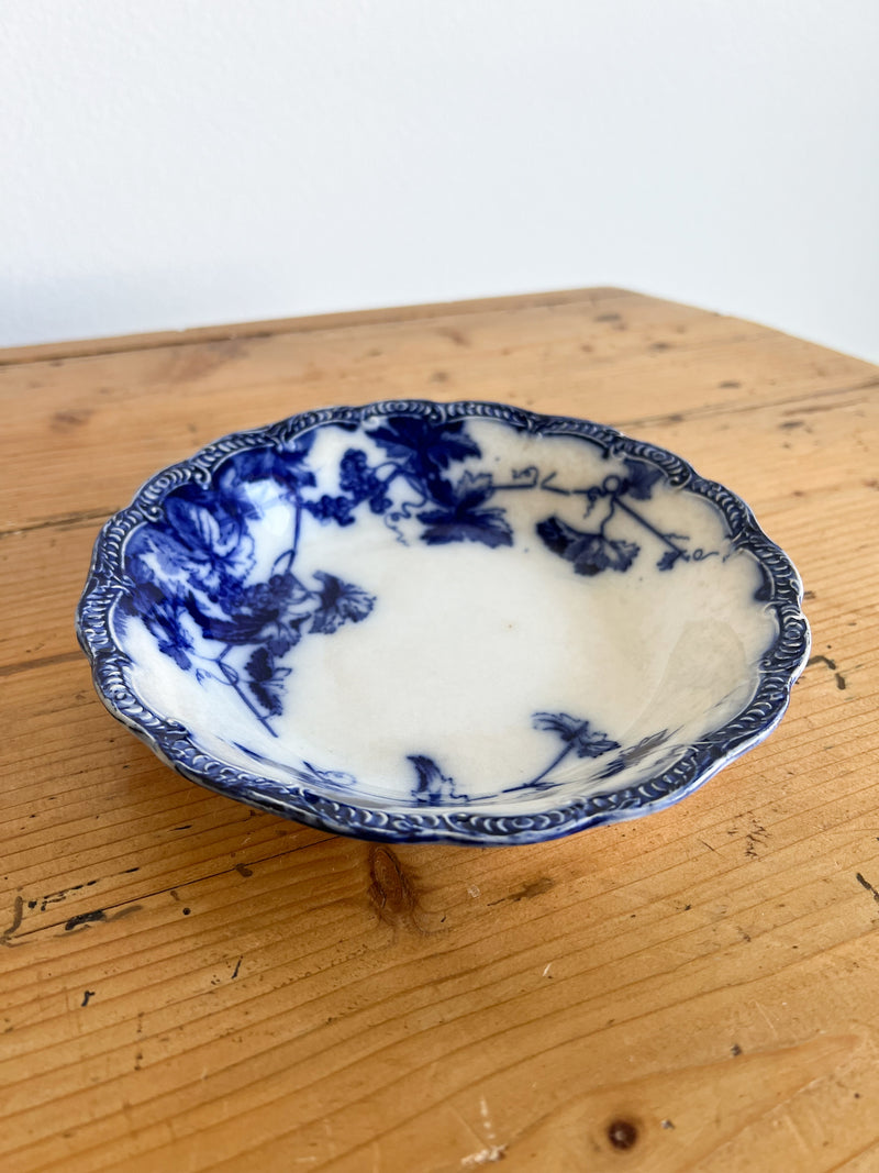 Antique Ridgways Lonsdale blue flow bowl