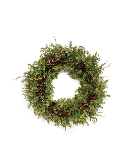 Soft Touch Cedar & Pine Cone Wreath