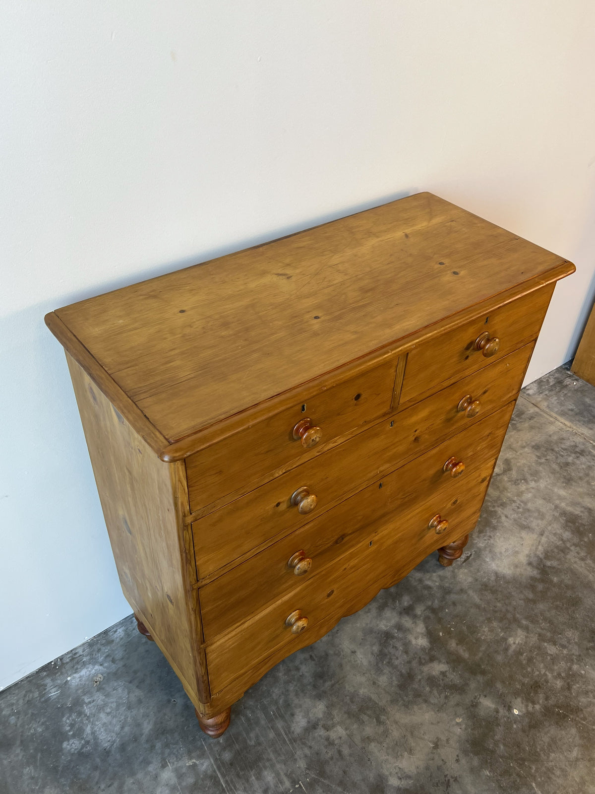 Antique Victorian Pine Chest of Drawers, 2 over 3