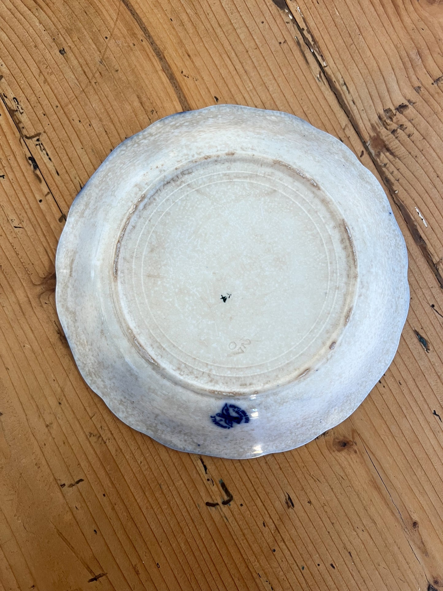 Antique Ridgways Lonsdale blue flow bowl