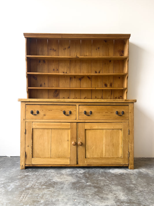 Antique 19th Century Pine Hutch with Plate Rack