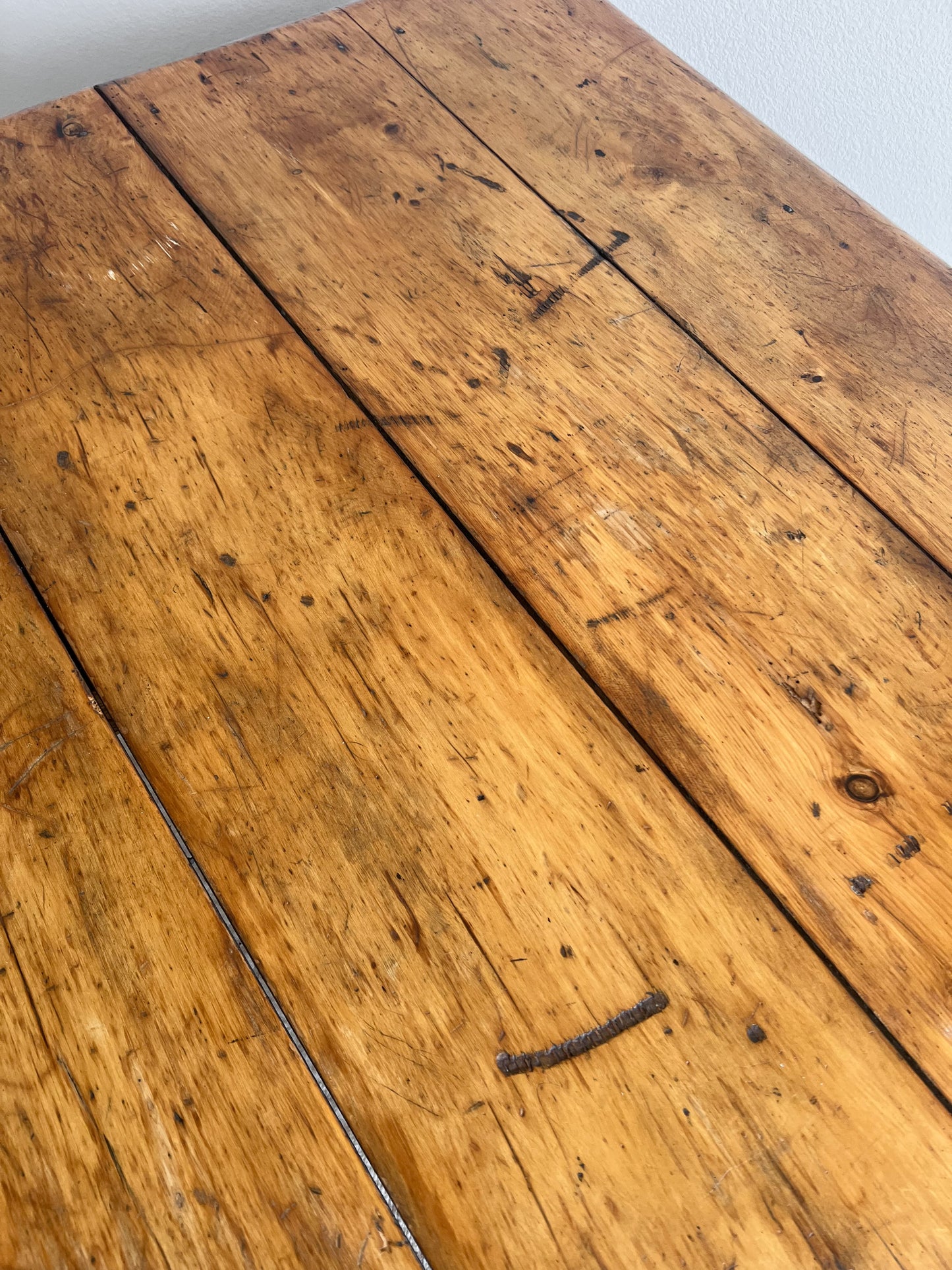 Antique English Pine Farmhouse Kitchen Table c. Early 1800s