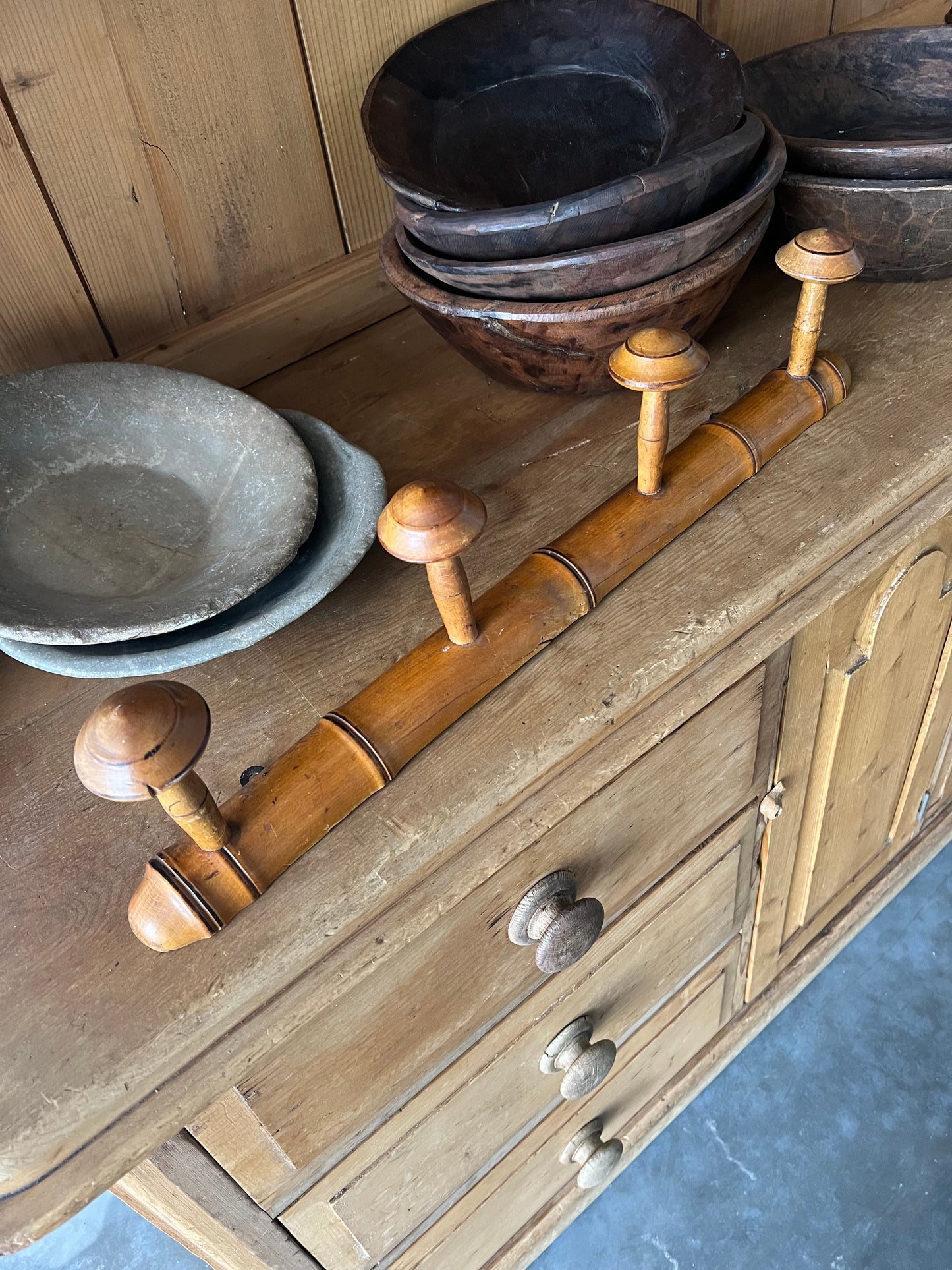 Vintage French Faux Bamboo Coat Hooks