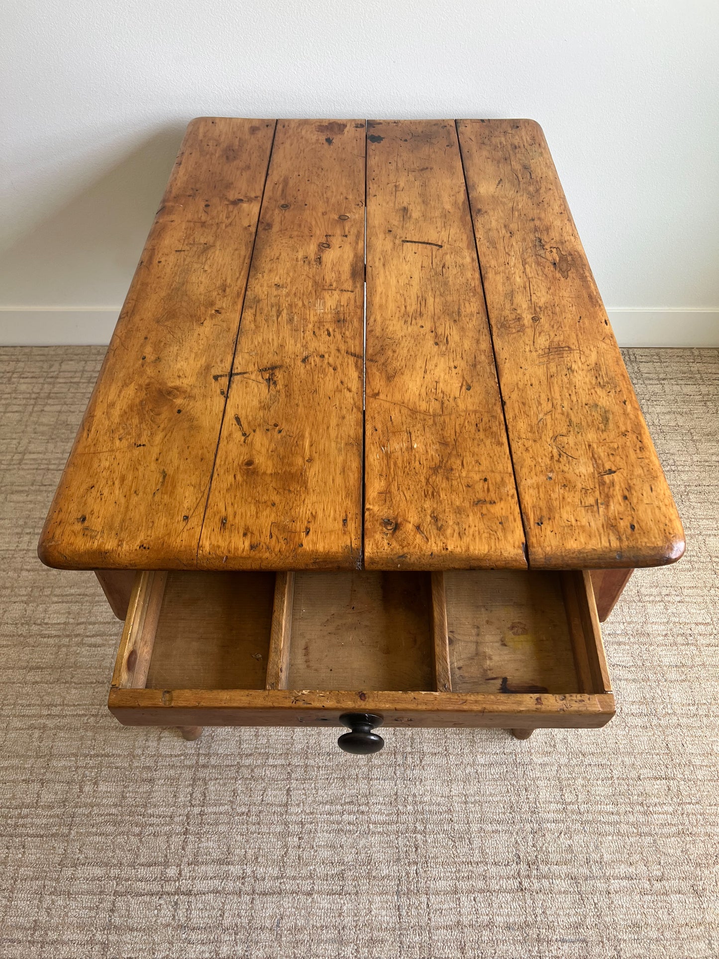 Antique English Pine Farmhouse Kitchen Table c. Early 1800s