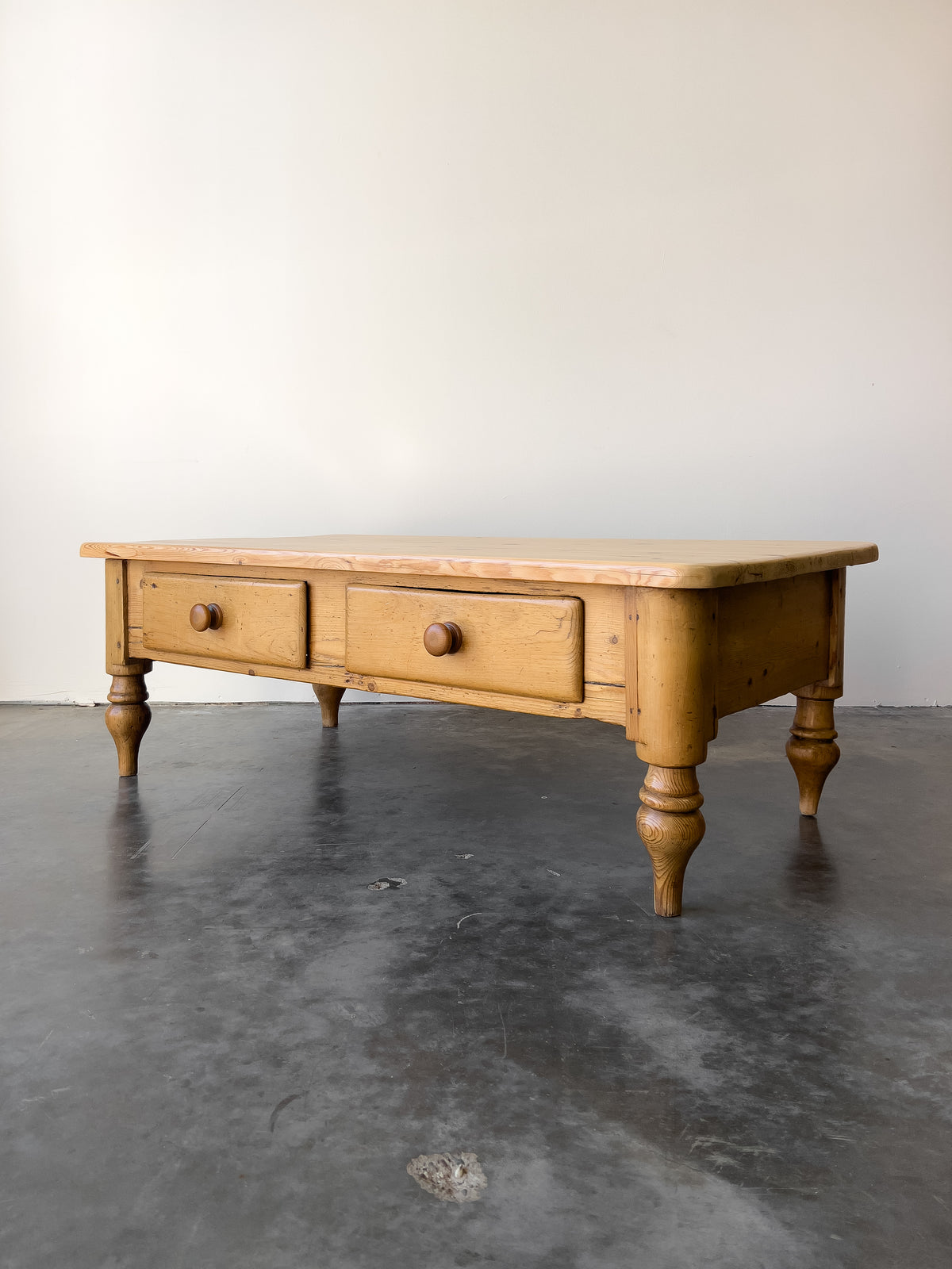 Antique English Pine Coffee Table with Reclaimed Top