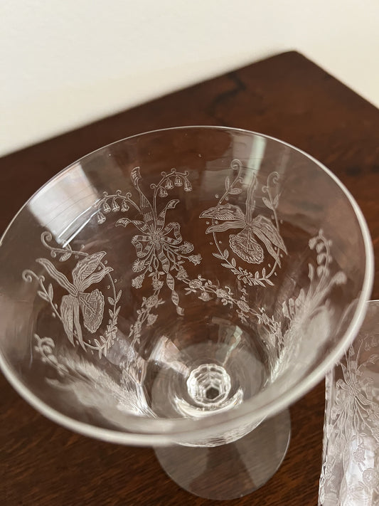Heisey Depression Glass “Orchid” Etched Goblets (set of 2)