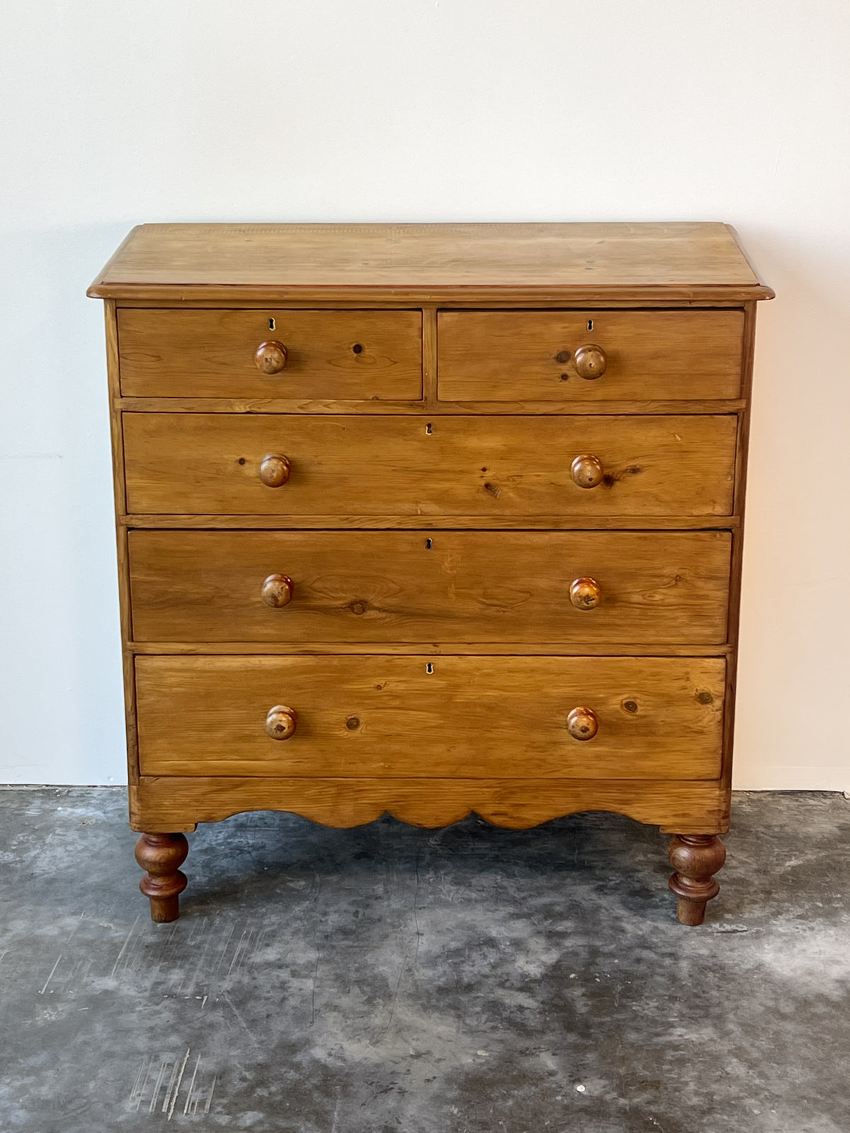 Antique Victorian Pine Chest of Drawers, 2 over 3