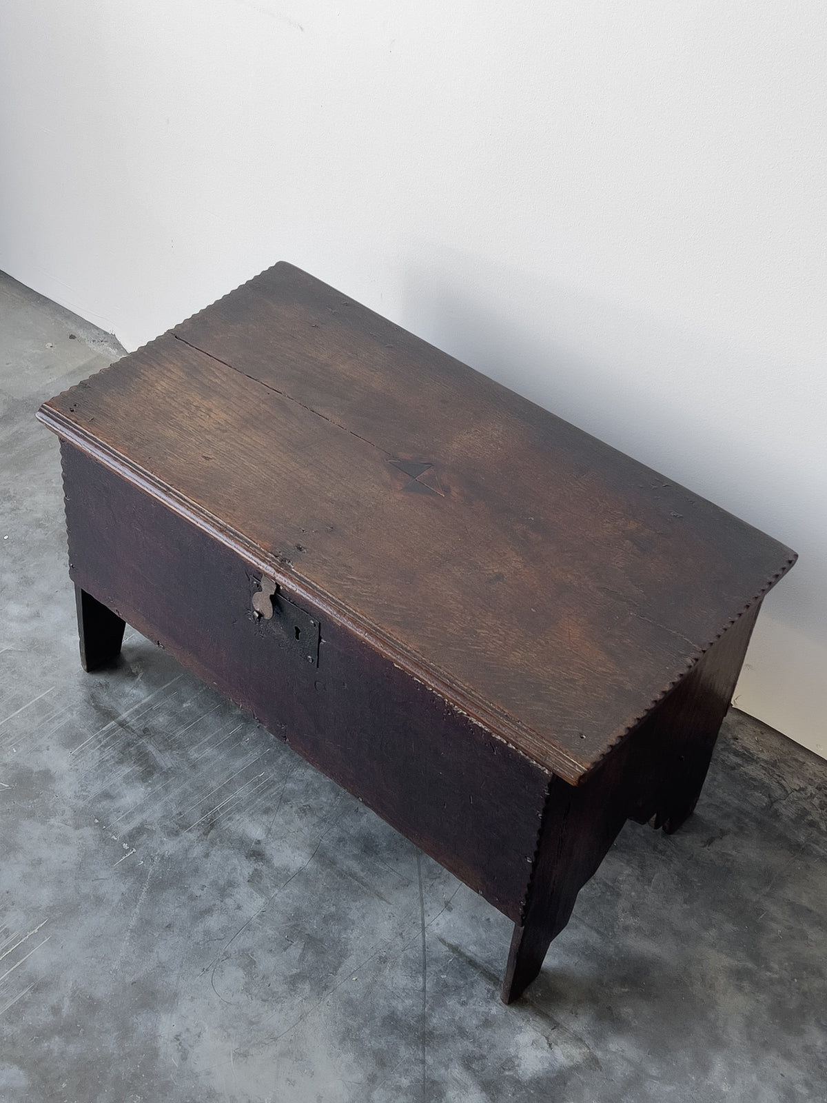 Antique 17th Century English Oak Plank Coffer