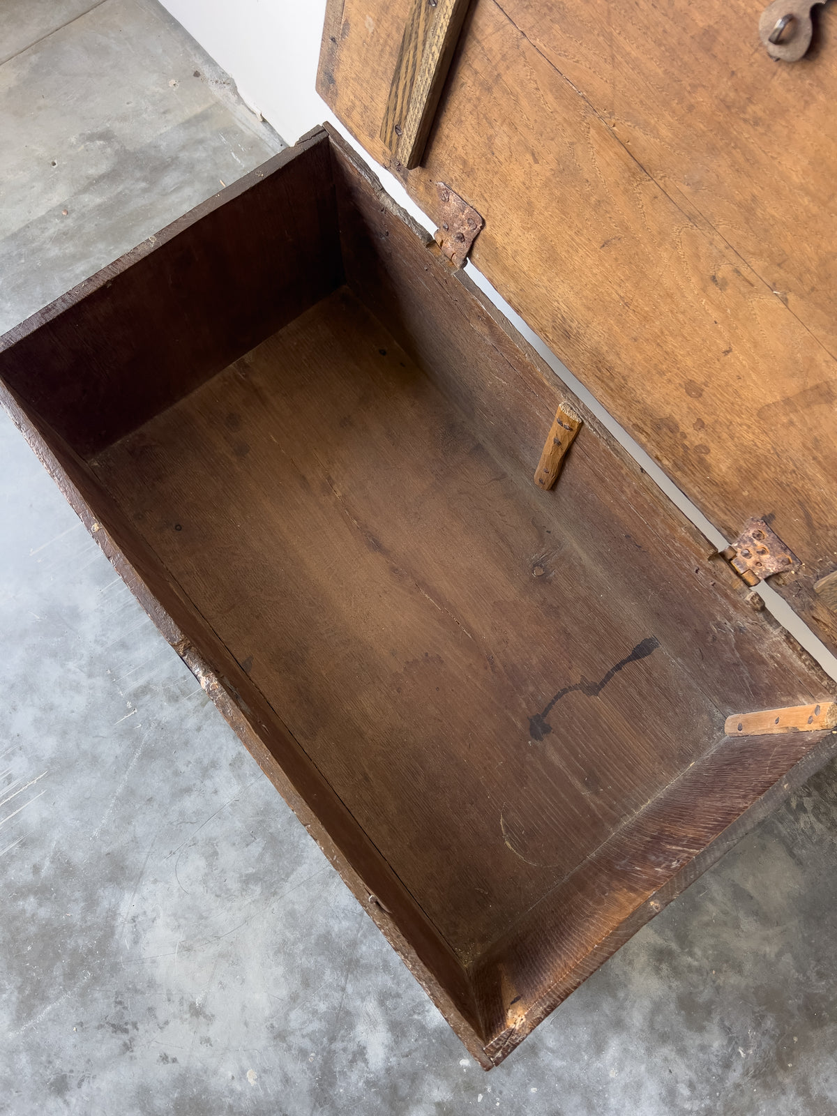 Antique 17th Century English Oak Plank Coffer
