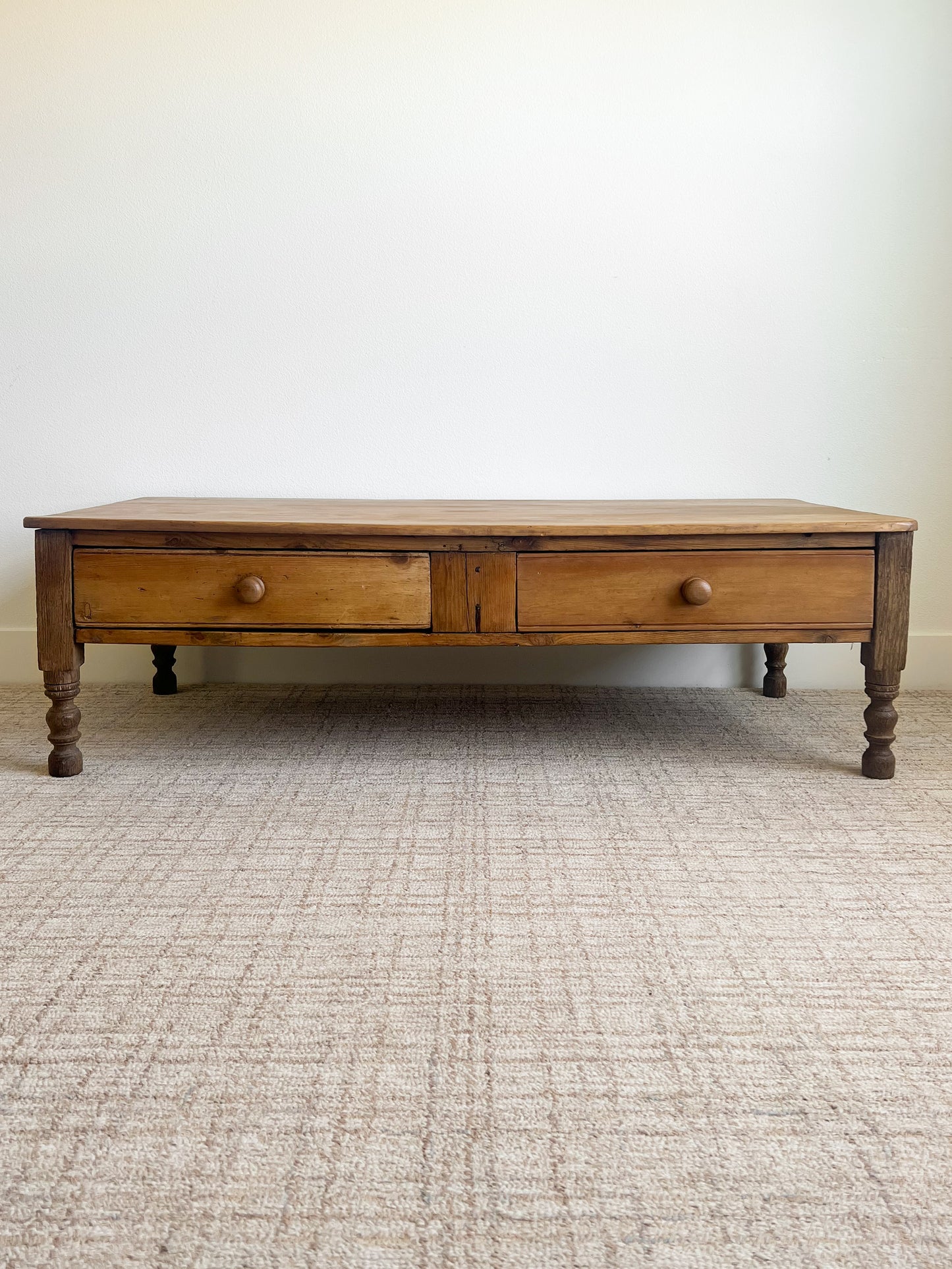 Antique English Primitive Pine Coffee Table