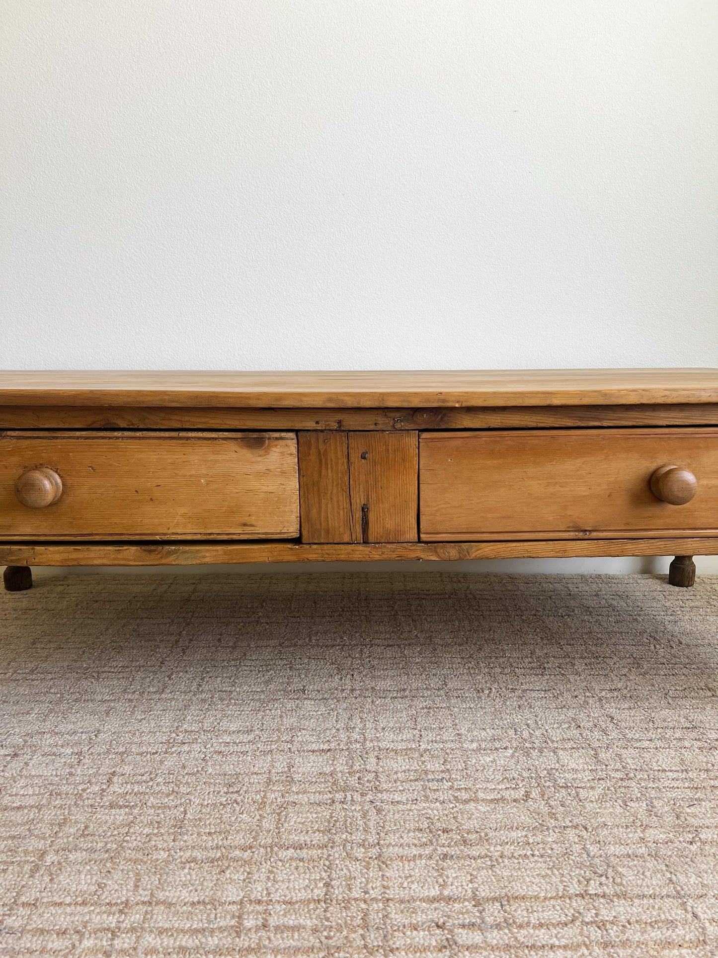 Antique English Primitive Pine Coffee Table