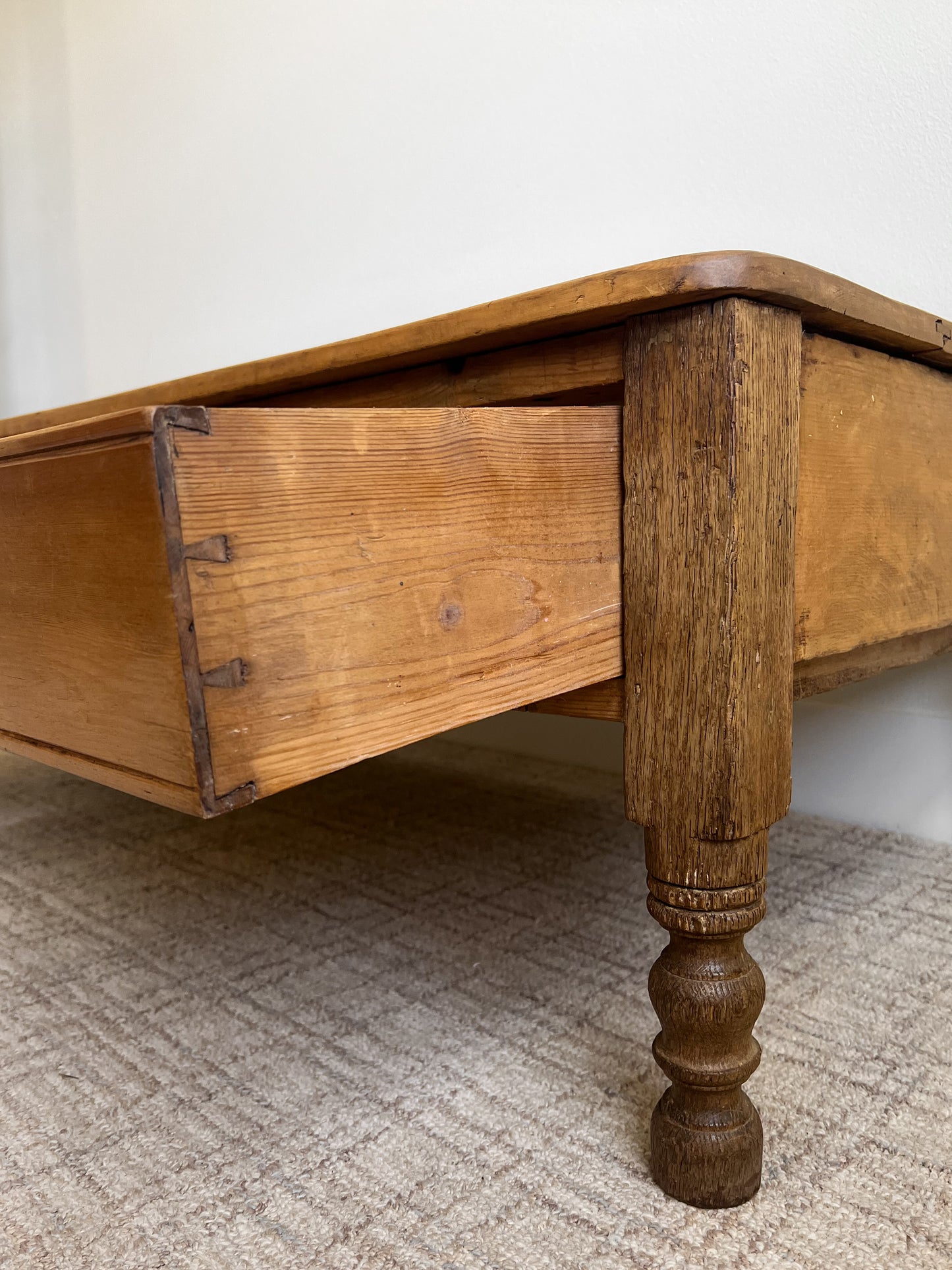 Antique English Primitive Pine Coffee Table