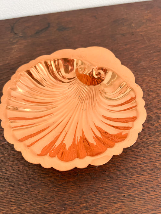 Vintage Copper Shell Dish with Brass Ball Feet