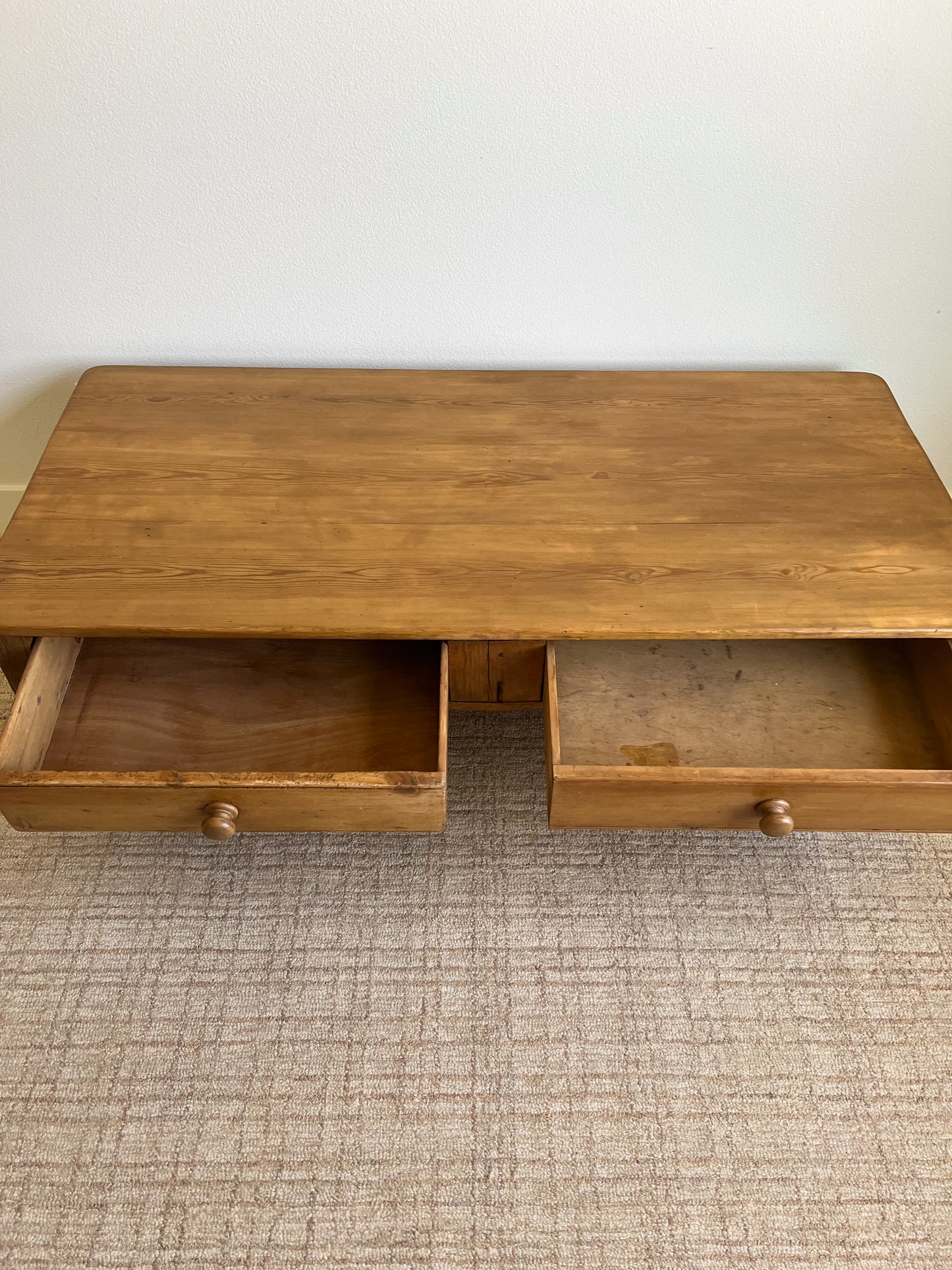 Antique English Primitive Pine Coffee Table