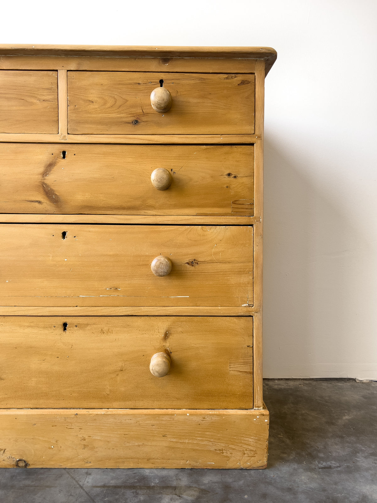 Antique English Pine Chest of Drawers with Block Plinth Base