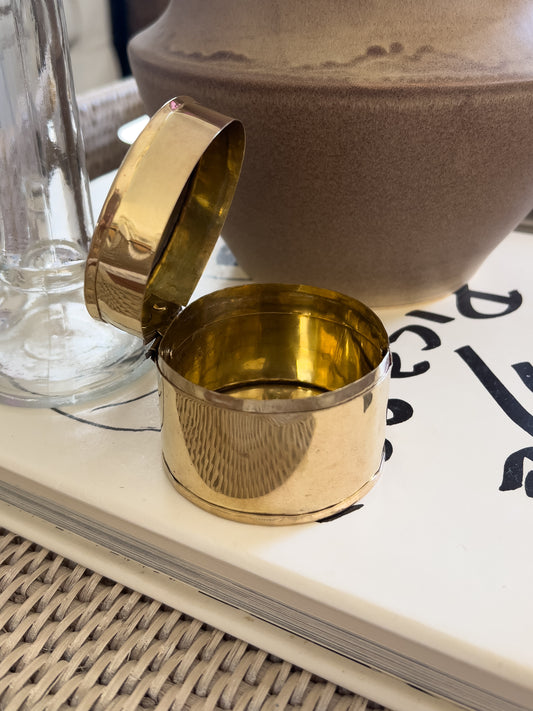 Vintage brass round lidded box