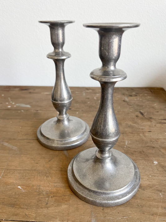 Vintage Pewter Candle Holders