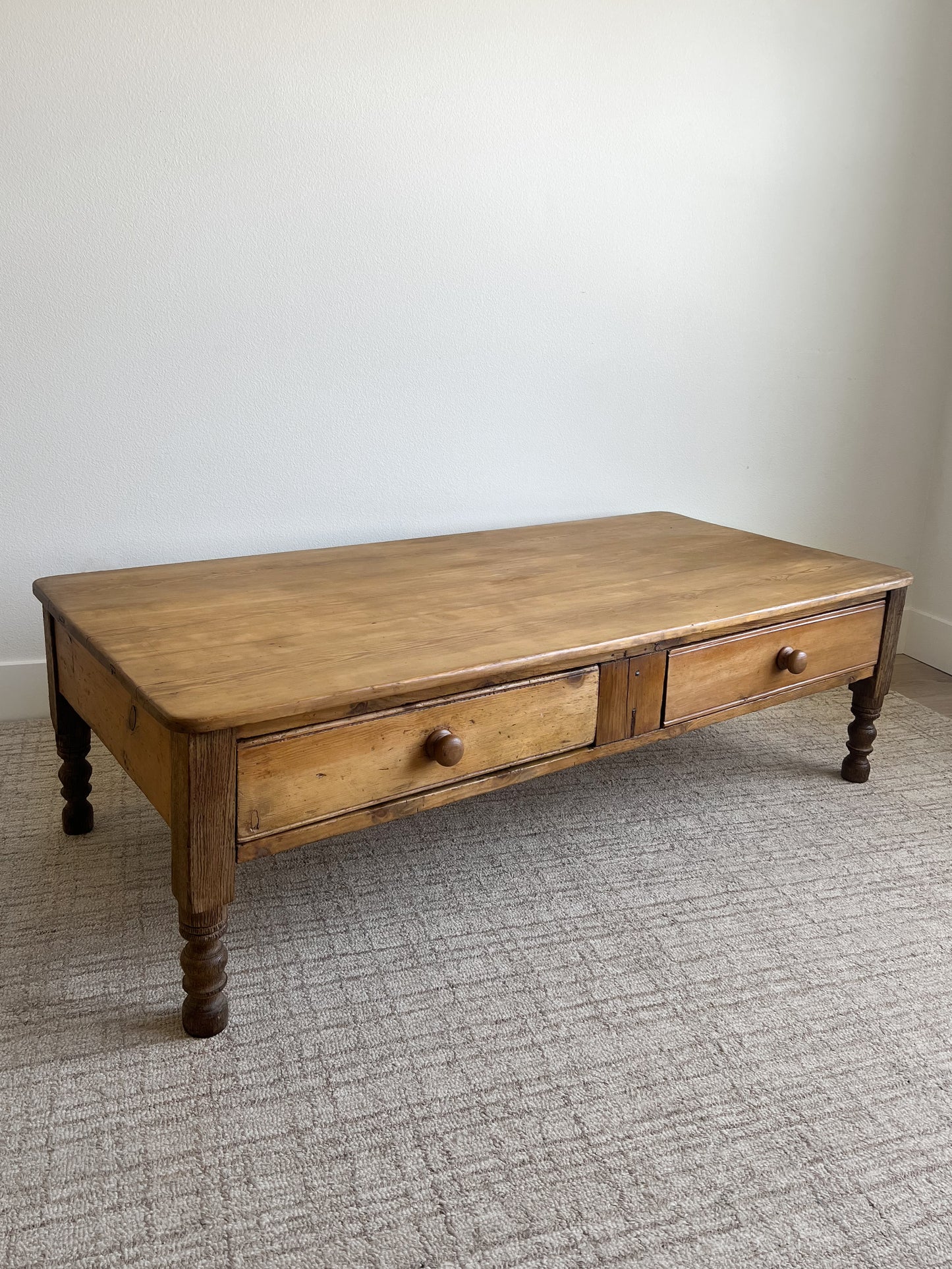 Antique English Primitive Pine Coffee Table