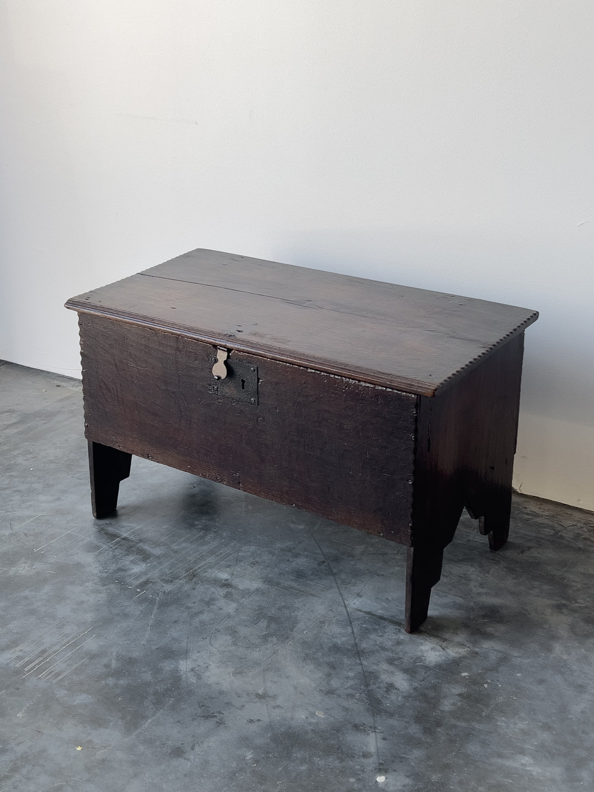 Antique 17th Century English Oak Plank Coffer