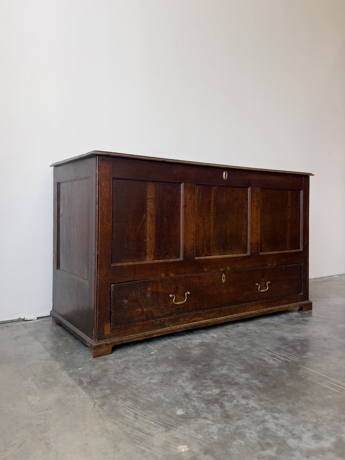 Antique 18th Century English Oak Mule Chest