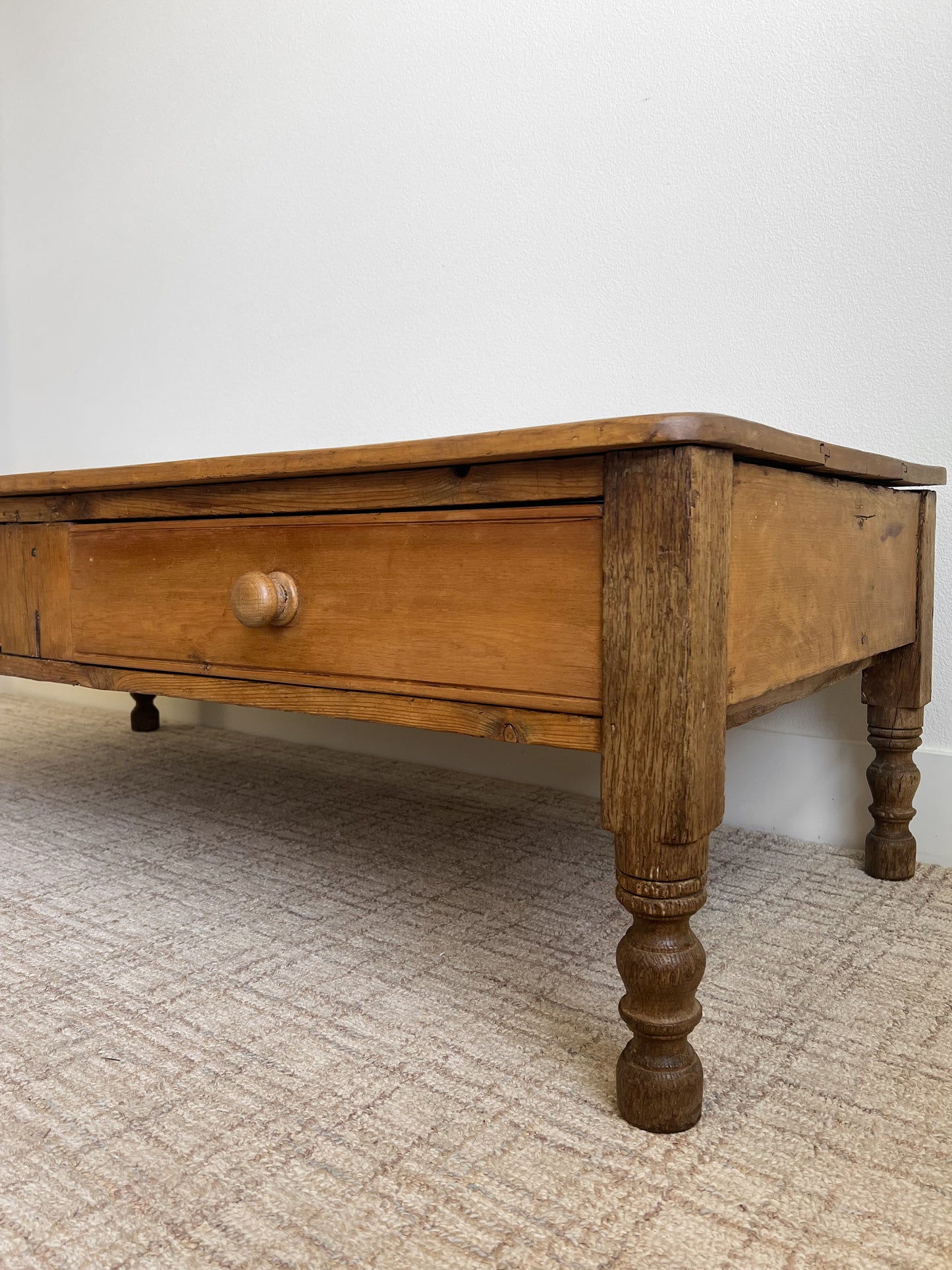 Antique English Primitive Pine Coffee Table
