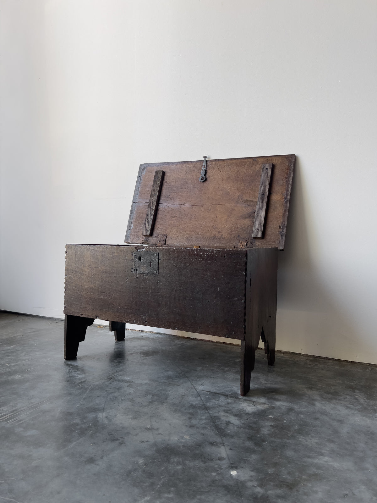 Antique 17th Century English Oak Plank Coffer