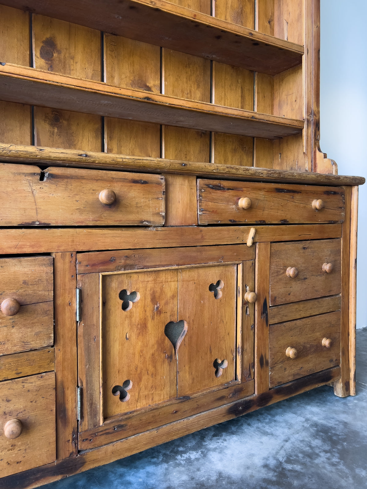 Antique Irish Pine Dresser | Hutch with Shelves