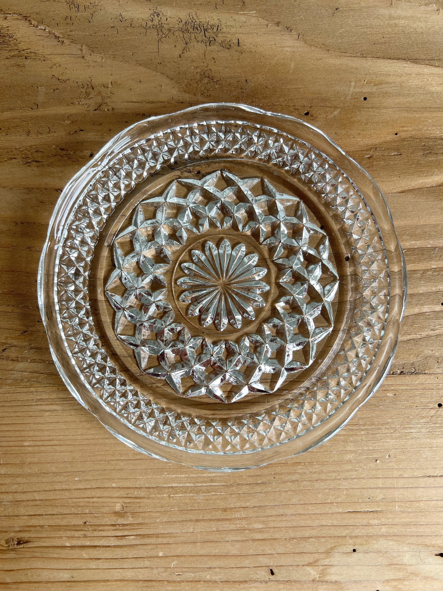 Scalloped Edge Cut Glass Dish