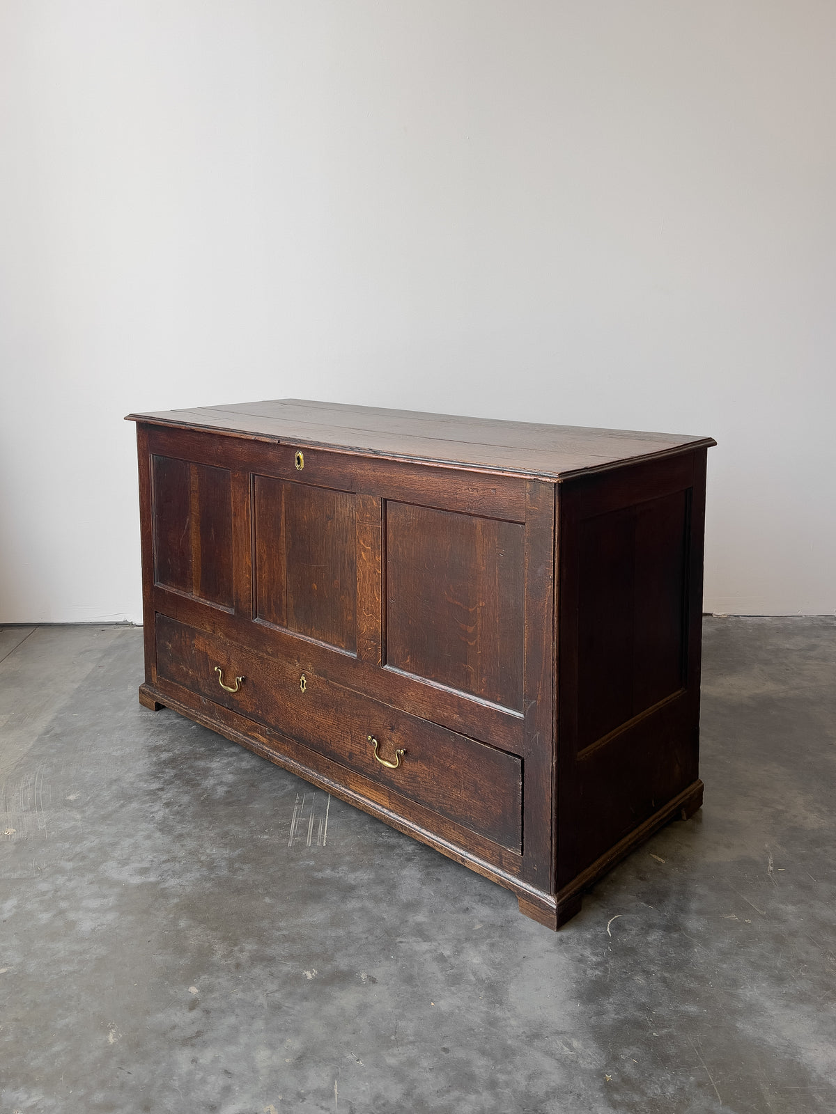 Antique 18th Century English Oak Mule Chest
