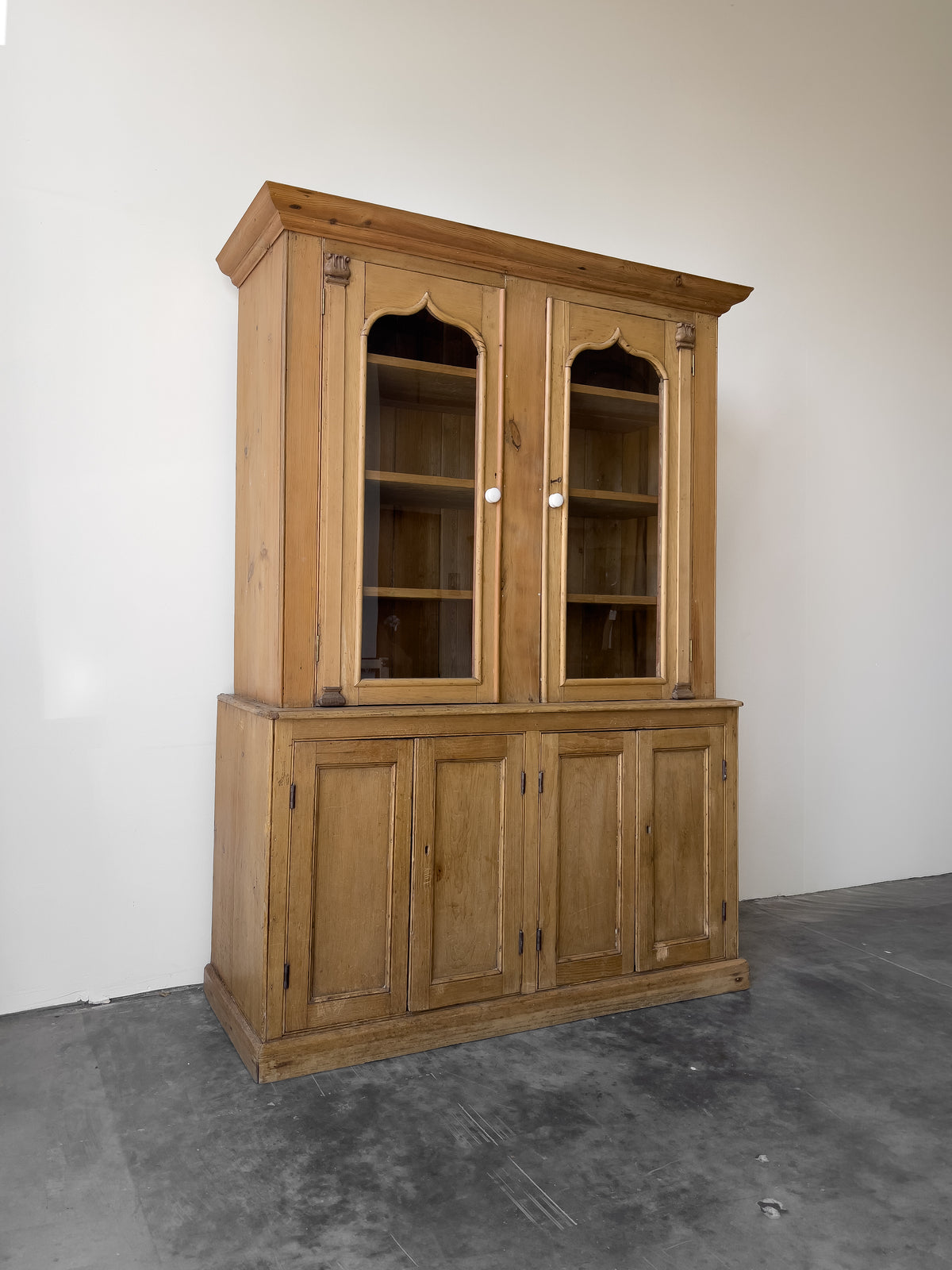 Antique 19th Century English Pine Glazed Cabinet