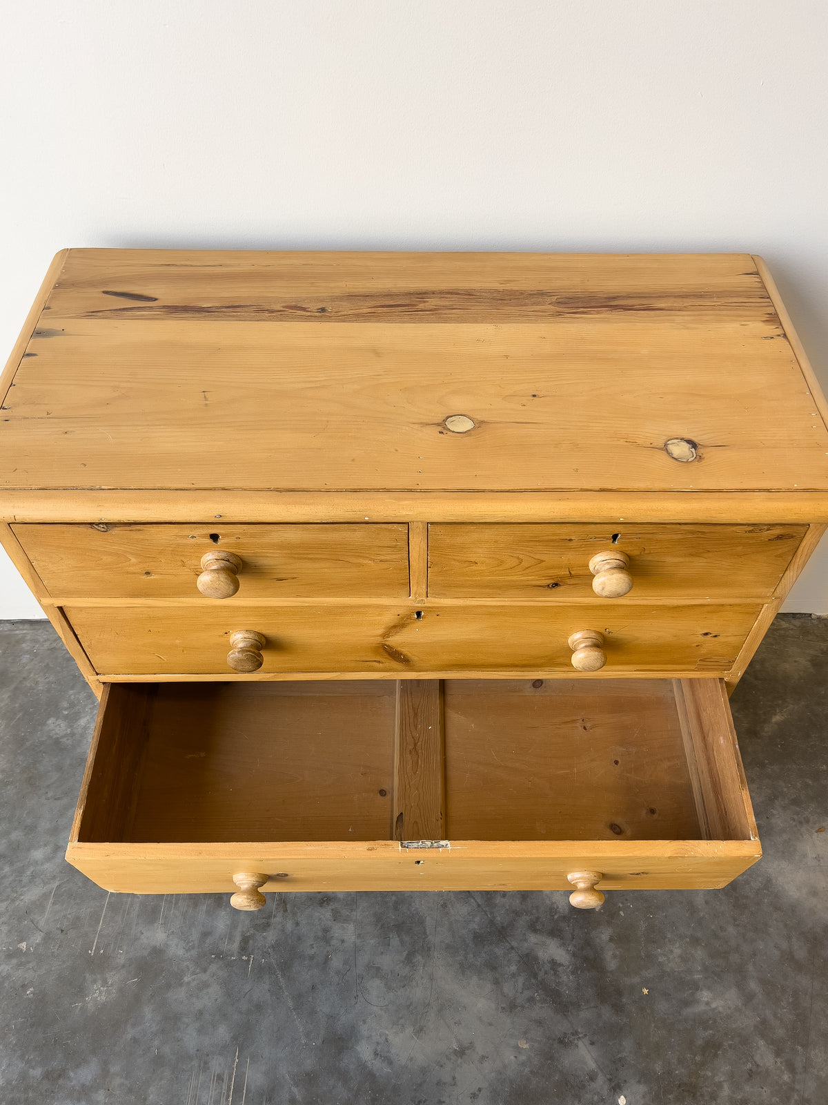 Antique English Pine Chest of Drawers with Block Plinth Base