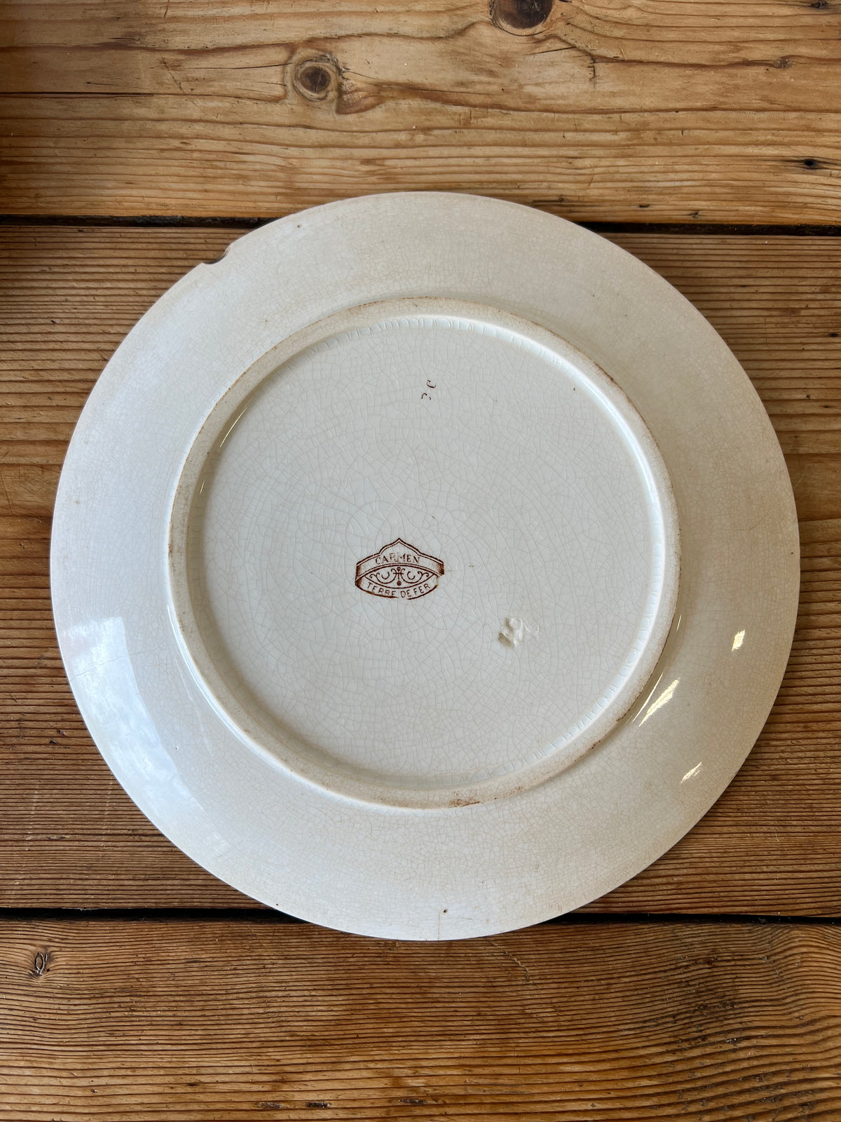Antique French Terre de Fer Brown Transferware Plates