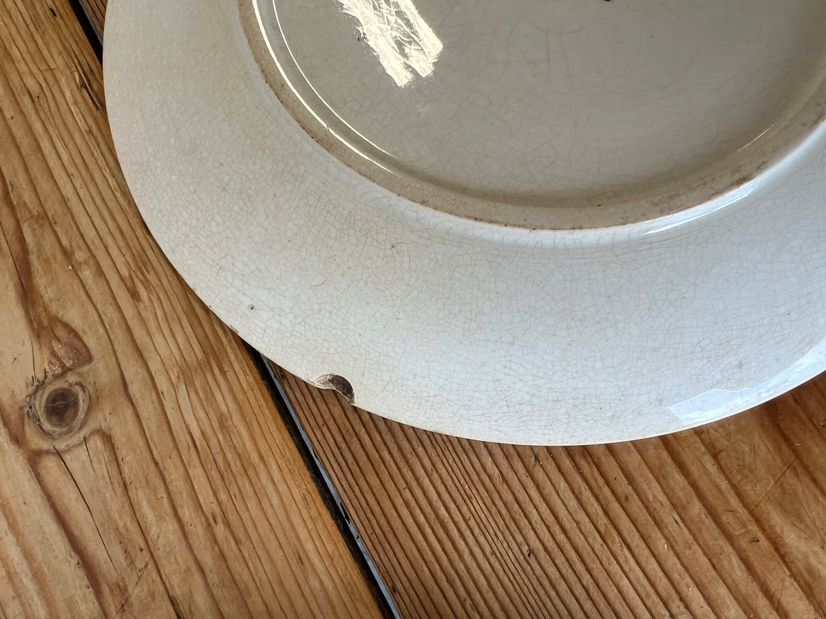 Antique French Terre de Fer Brown Transferware Plates
