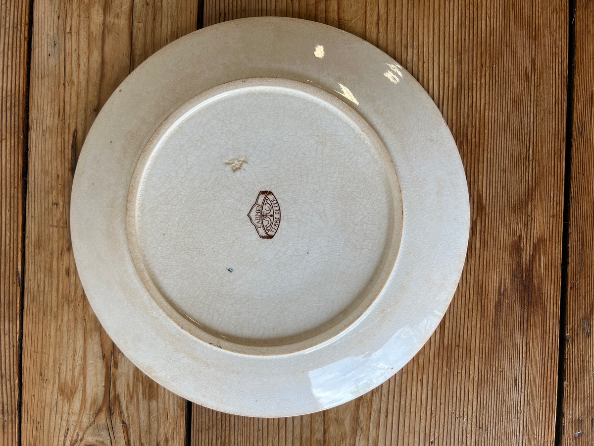 Antique French Terre de Fer Brown Transferware Plates