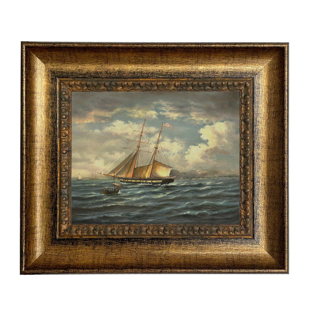 American Privateer Topaz Framed Oil Painting Print on Canvas