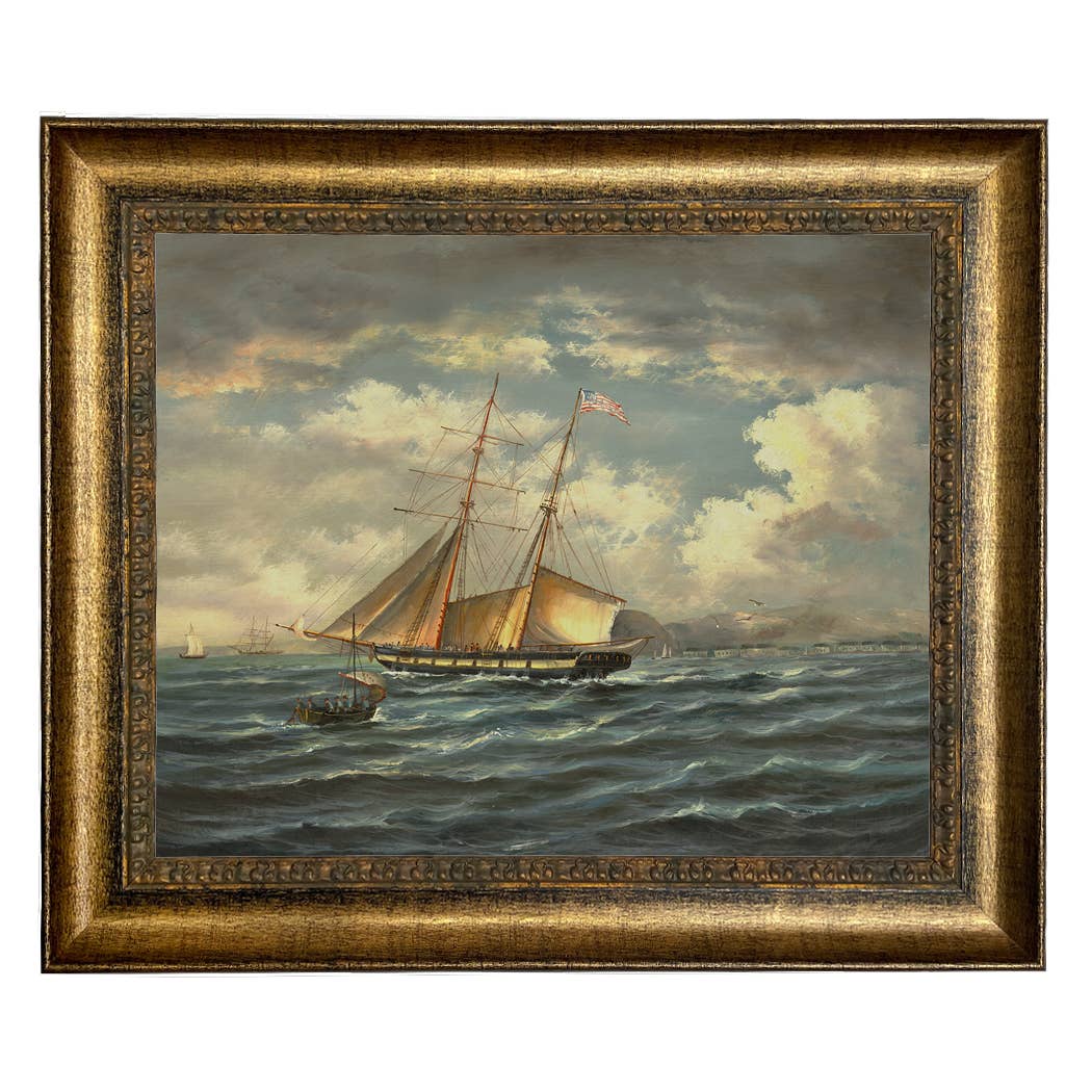 American Privateer Topaz Framed Oil Painting Print on Canvas