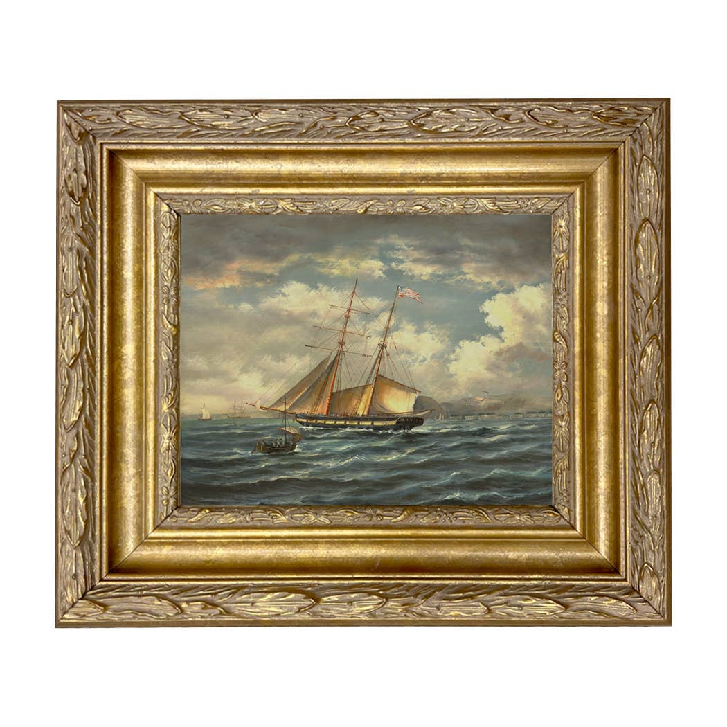 American Privateer Topaz Framed Oil Painting Print on Canvas