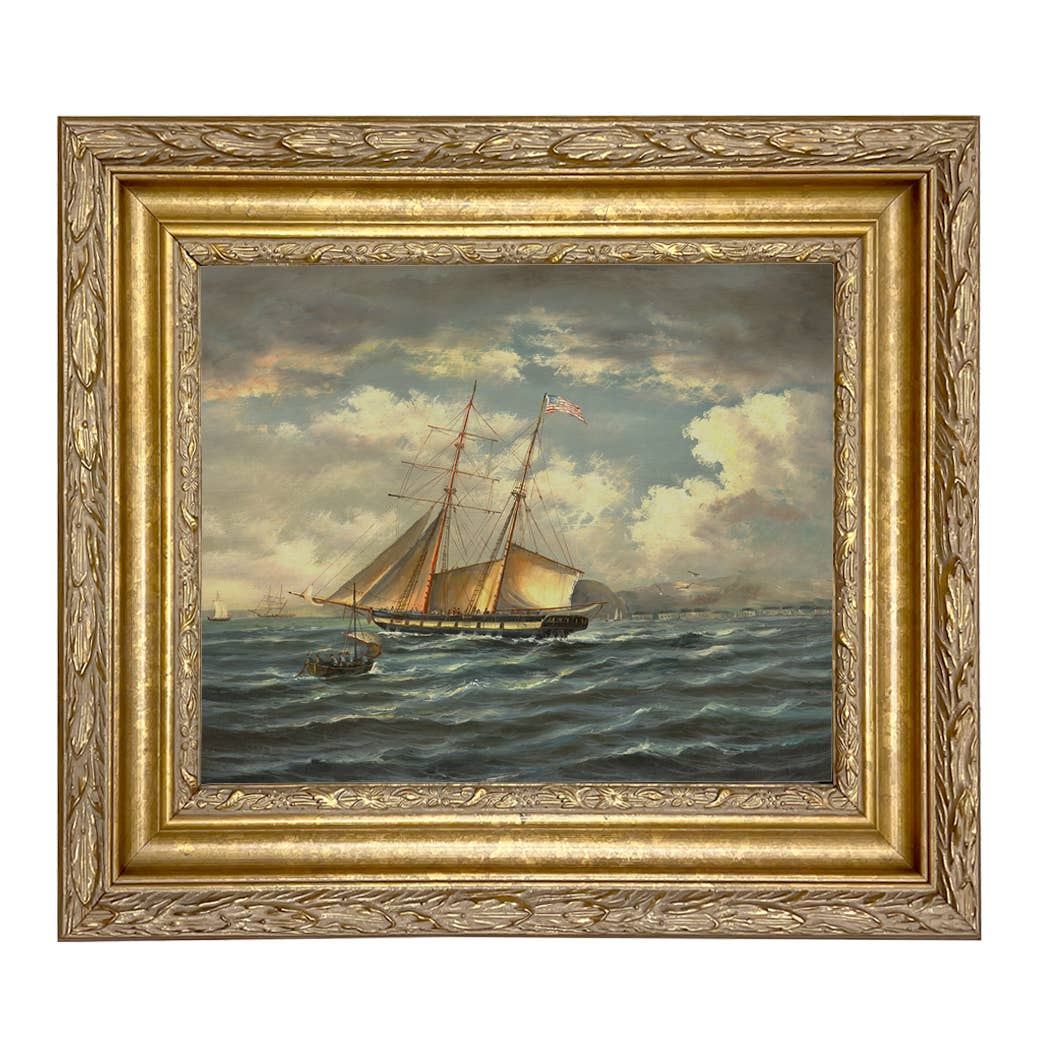 American Privateer Topaz Framed Oil Painting Print on Canvas
