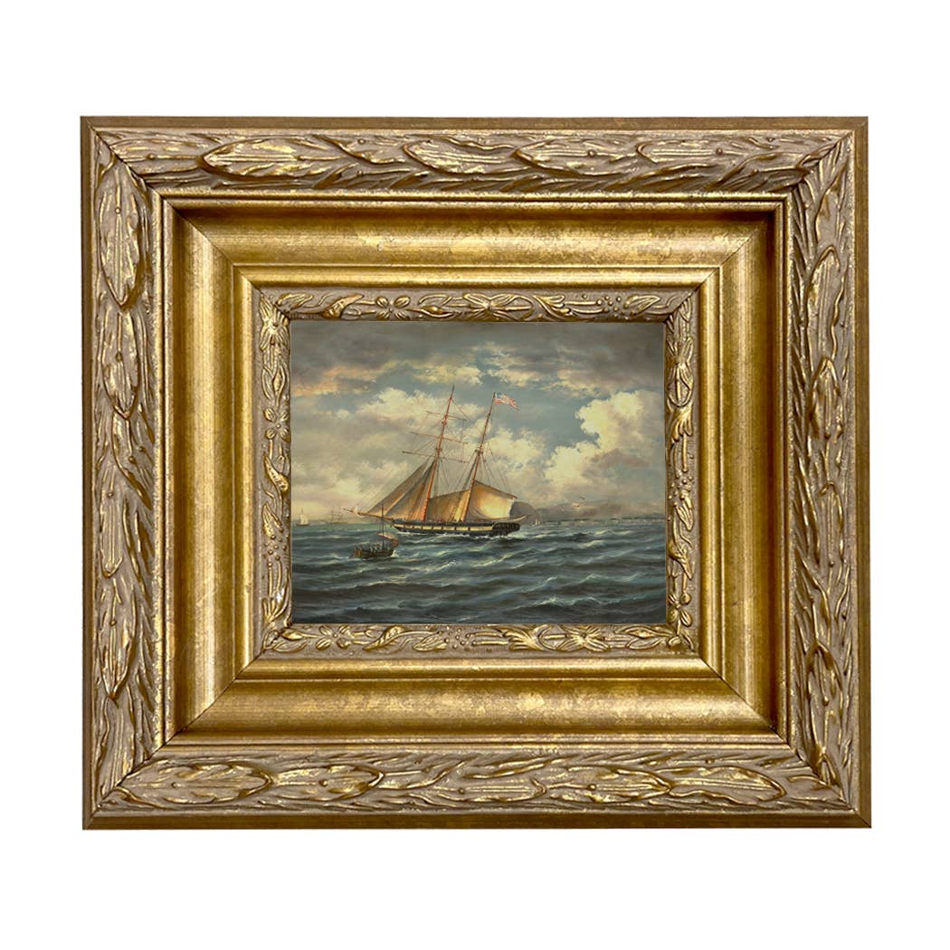 American Privateer Topaz Framed Oil Painting Print on Canvas
