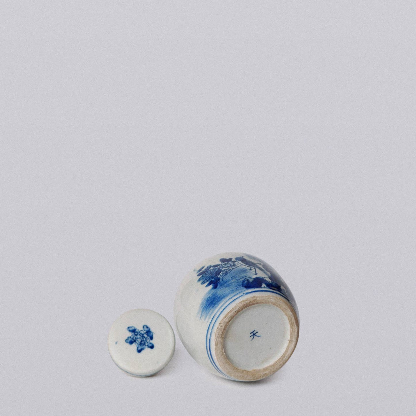 Mini Blue and White Bird and Flower Jar
