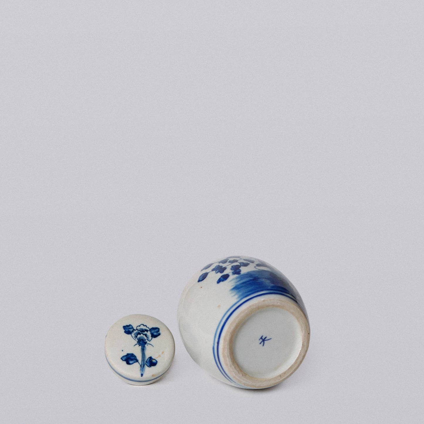Mini Blue and White Porcelain Peony Jar