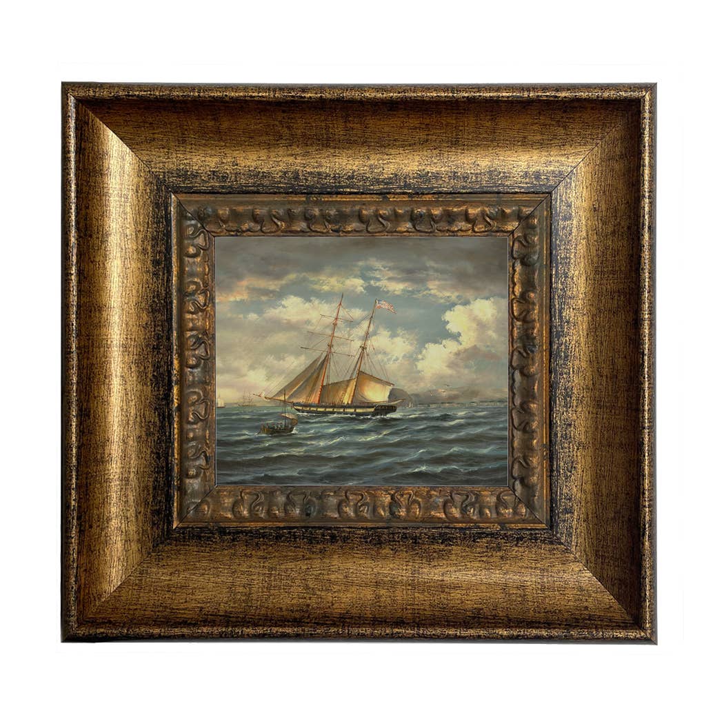 American Privateer Topaz Framed Oil Painting Print on Canvas