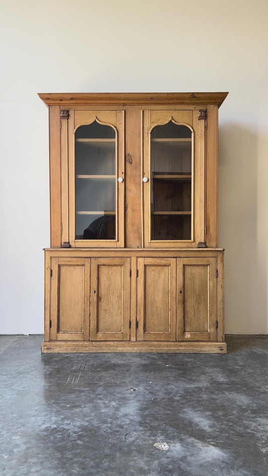 Antique 19th Century English Pine Glazed Cabinet